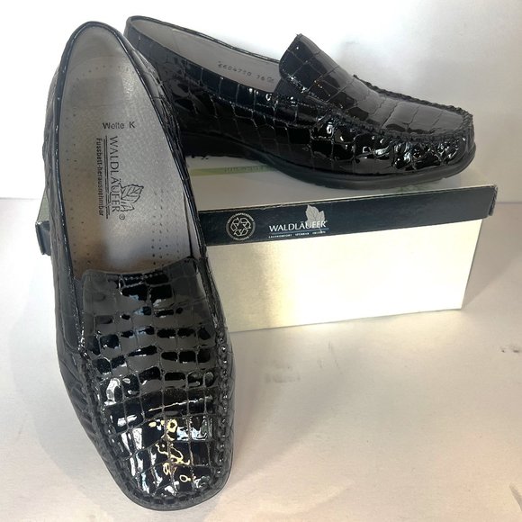 Waldlaufer Black Leather Loafers - Picture 1 of 5